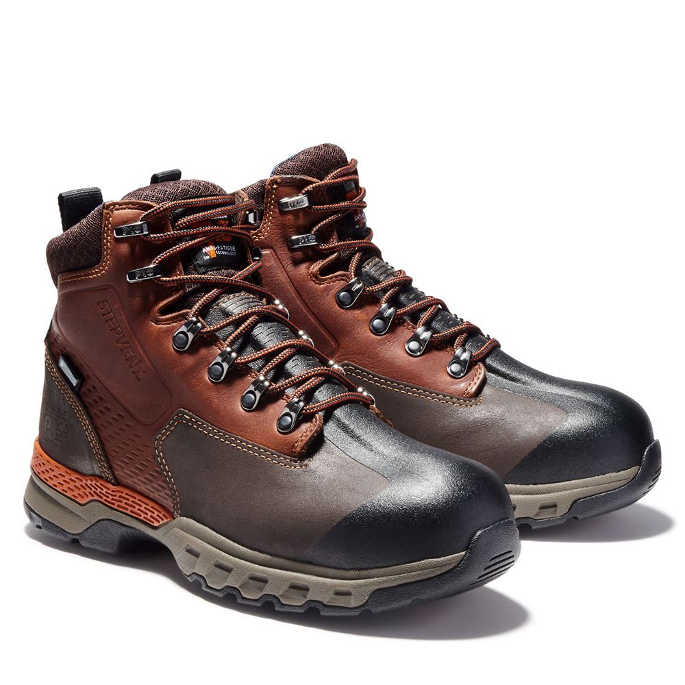 Timberland Mens Pro Boots Downdraft 6\" Alloy Toe - Brown/Black - India BM0871463